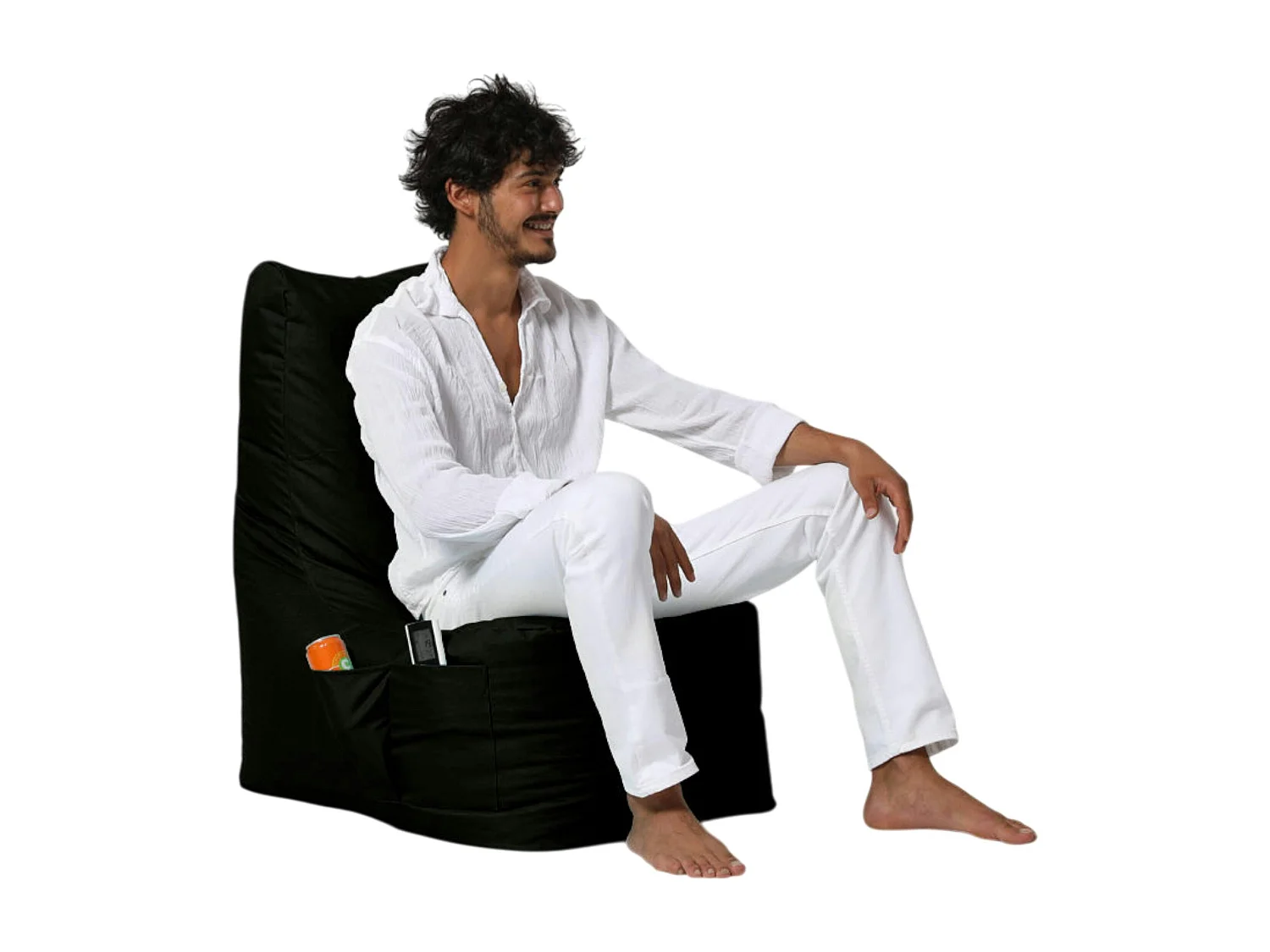 Pouf extérieur à dossier haut noir ARTA