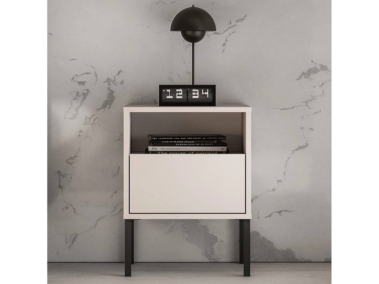 Nachttisch 1 Schublade mit offenem Fach - Kaschmir - 40 cm - BARNEE