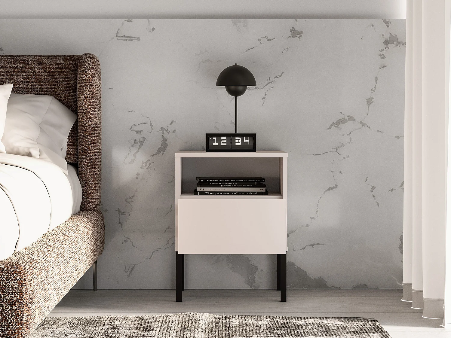 Nachttisch 1 Schublade mit offenem Fach - Kaschmir - 40 cm - BARNEE