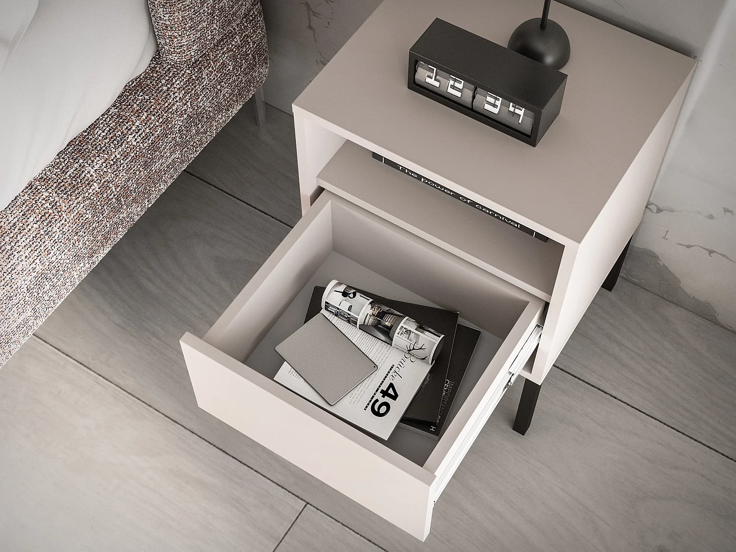 Nachttisch 1 Schublade mit offenem Fach - Kaschmir - 40 cm - BARNEE