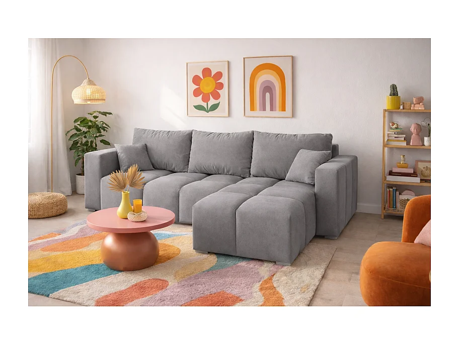 Canapé d’angle convertible 4 places COLINIA en tissu - 249 cm