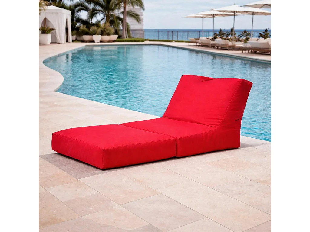 Pouf chaise longue extérieur rouge ARTA