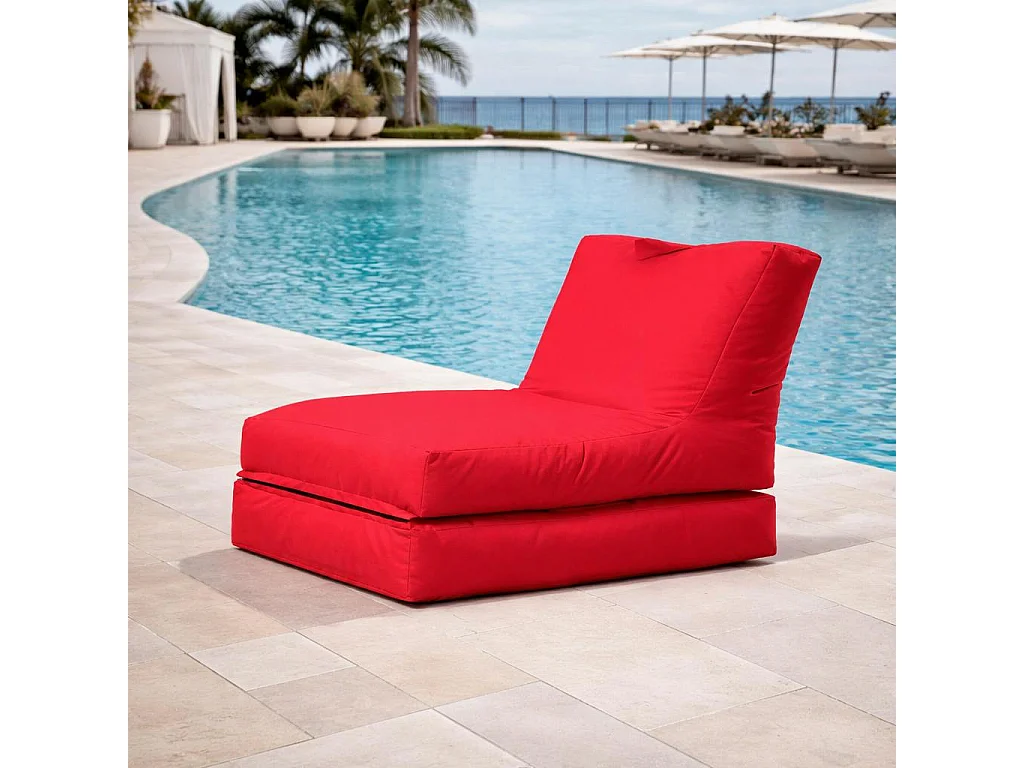 Pouf chaise longue extérieur rouge ARTA