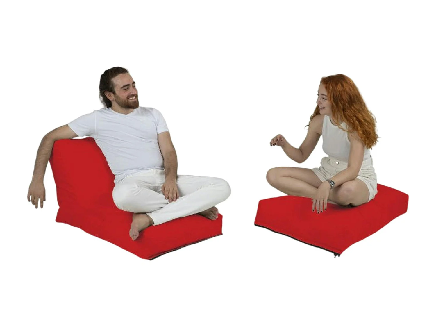 Pouf chaise longue extérieur rouge ARTA