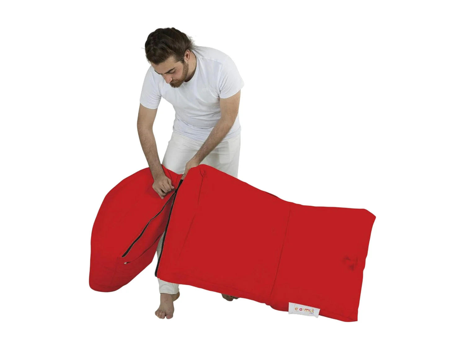 Pouf chaise longue extérieur rouge ARTA