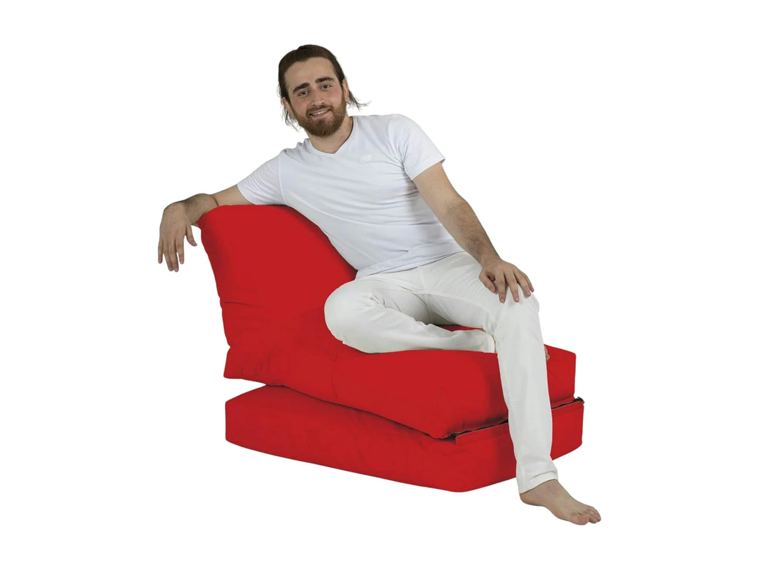 Pouf chaise longue extérieur rouge ARTA
