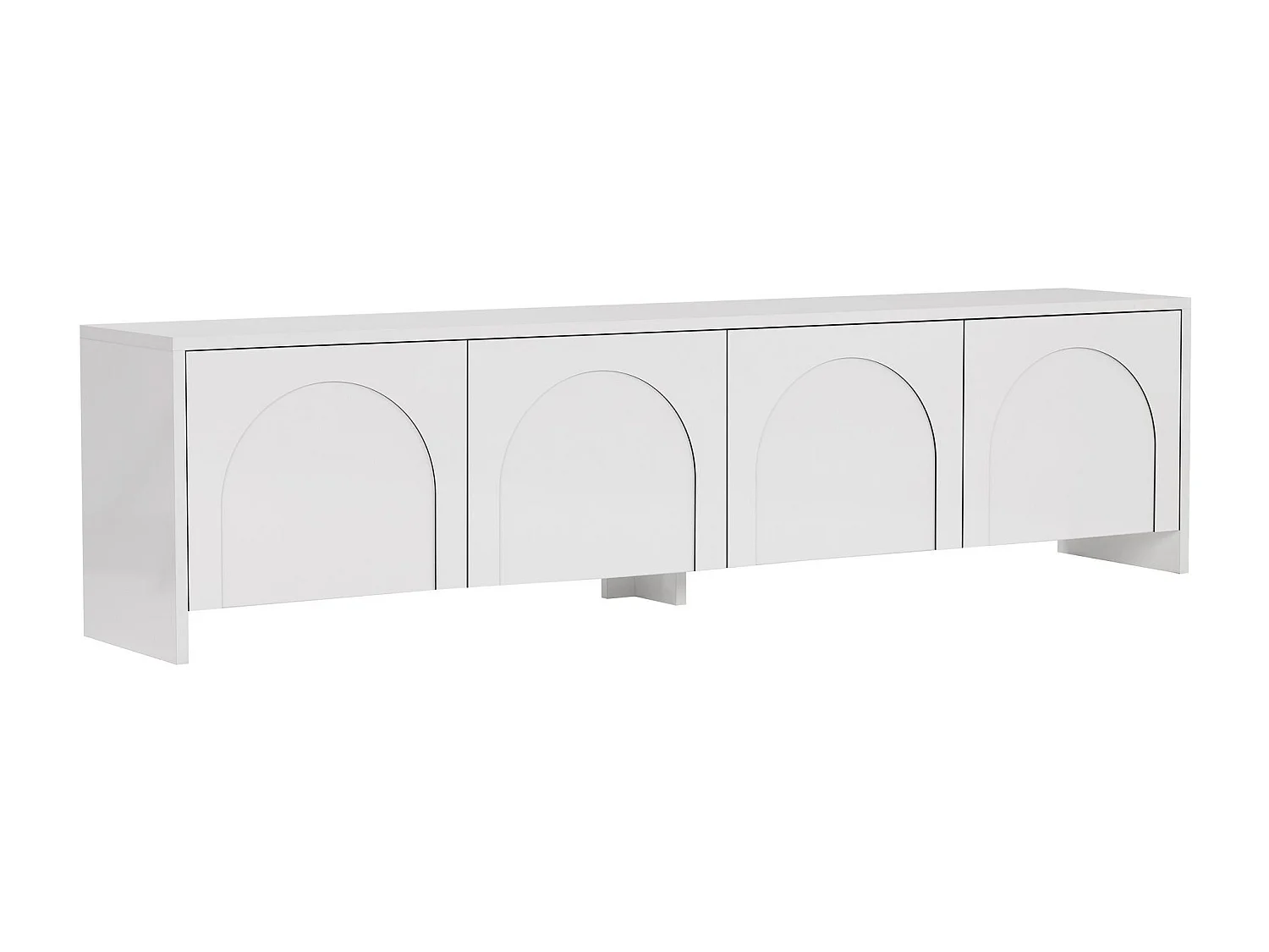 Moderne witte tv-kast "Aurelia" 180x32x45 cm van melaminehout met 2 opbergdeuren