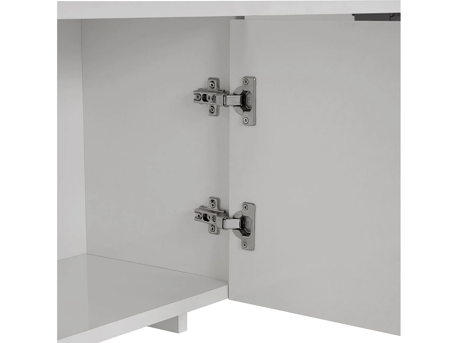 Moderne witte tv-kast "Aurelia" 180x32x45 cm van melaminehout met 2 opbergdeuren