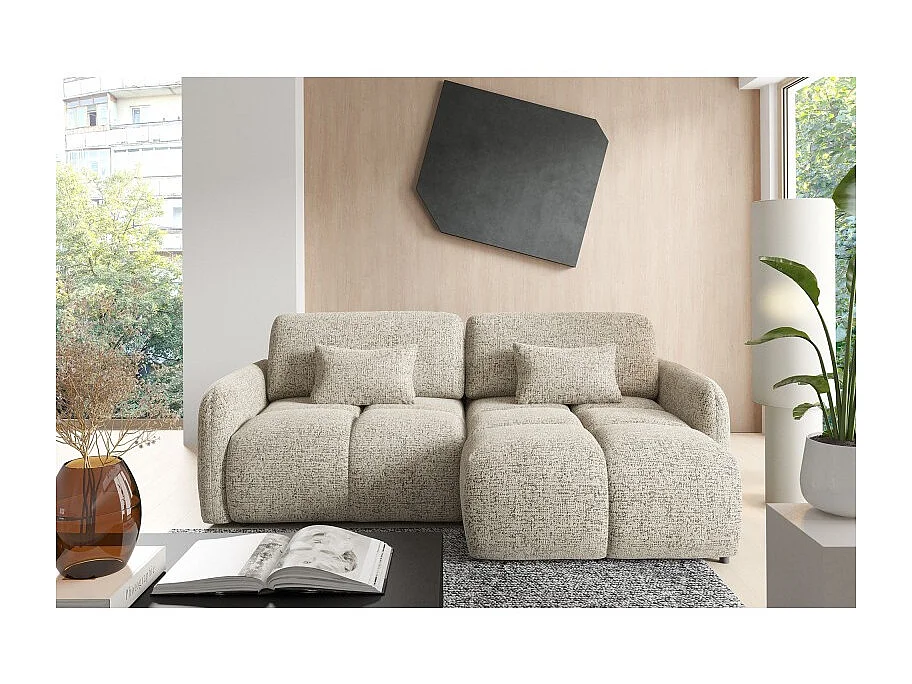 Canapé d’angle convertible 4 places TIARA en tissu texturé - 250 cm
