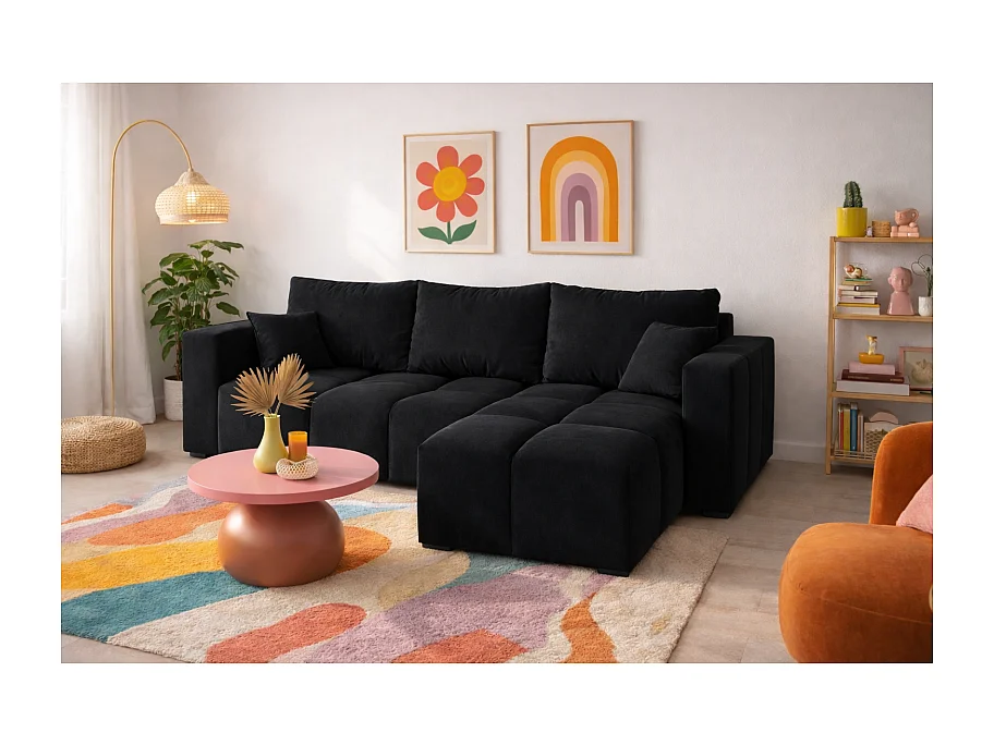 Canapé d’angle convertible 4 places COLINIA en tissu - 249 cm