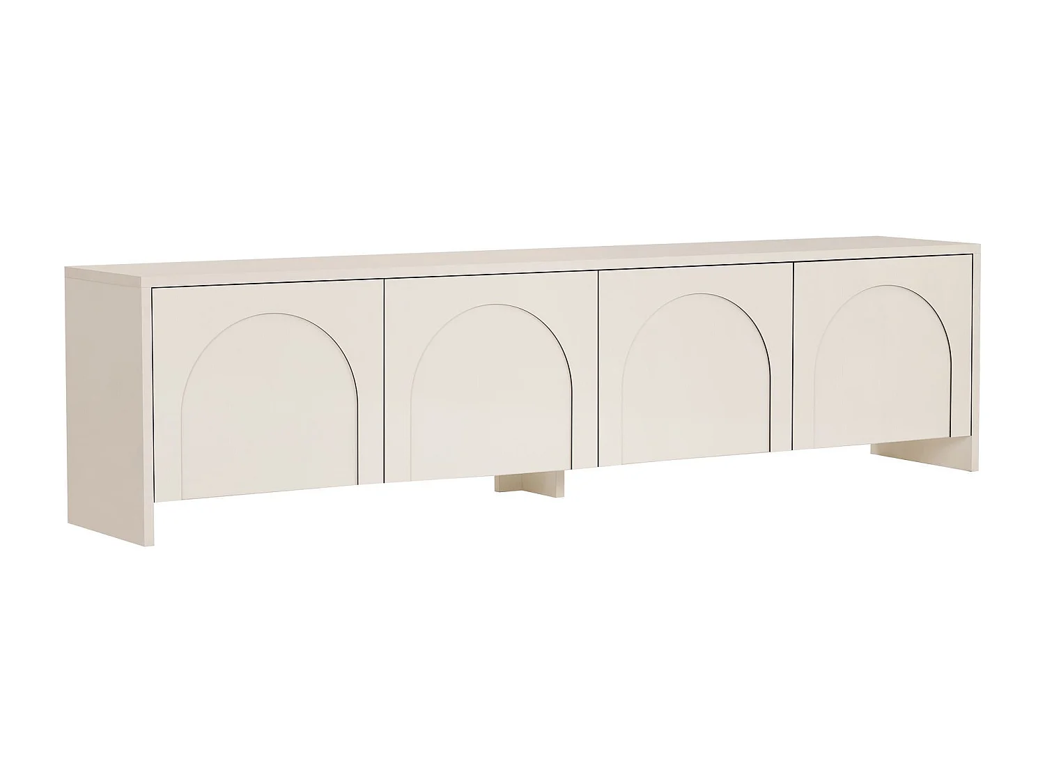 TV-meubel van crème hout "Aurelia" 180x32x45 cm, Scandinavisch design, 2 deuren, melamine afwerking