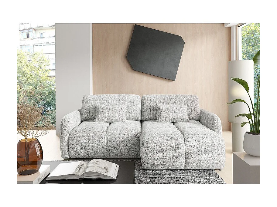 Canapé d’angle convertible 4 places TIARA en tissu texturé - 250 cm