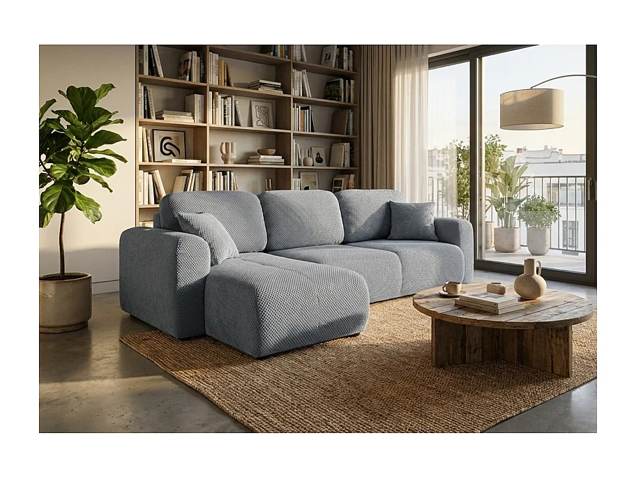 Canapé d’angle convertible Binigia 4 places – Tissu POP effet 3D - 245 cm