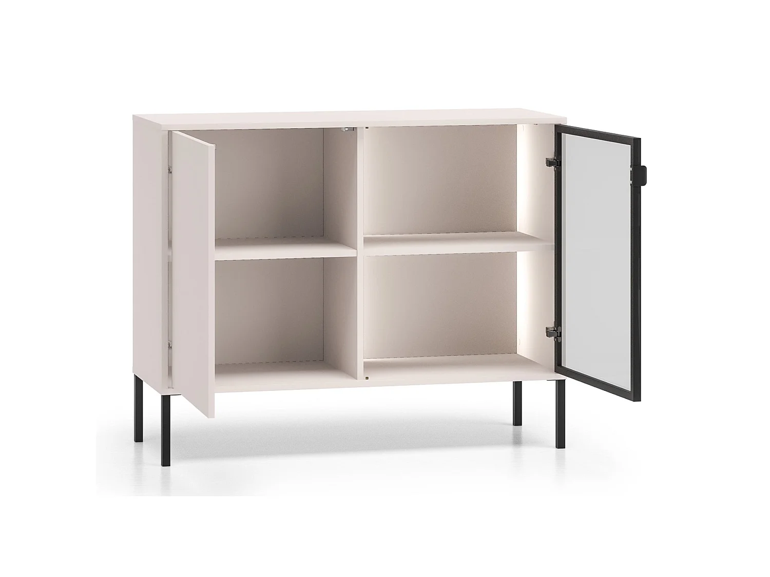 Buffet 2 portes avec LED – Gris cachemire – 107 cm – BARNEE