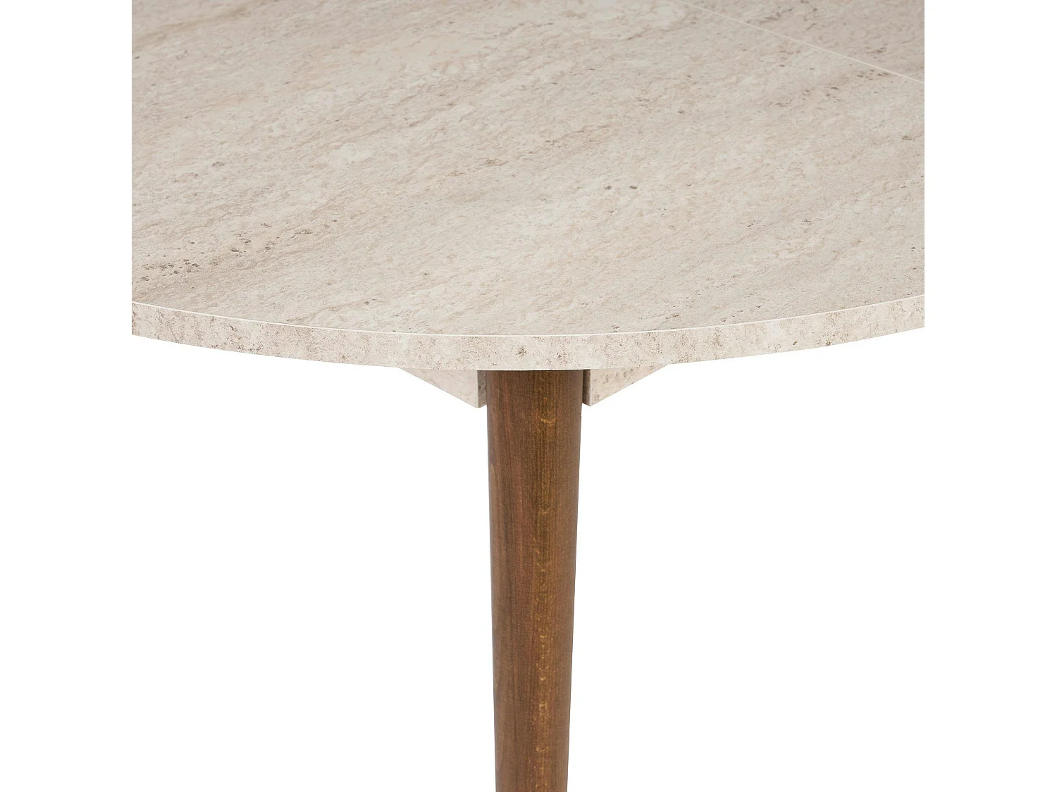Table ronde extensible effet travertin et noyer 100-131 cm MARFA