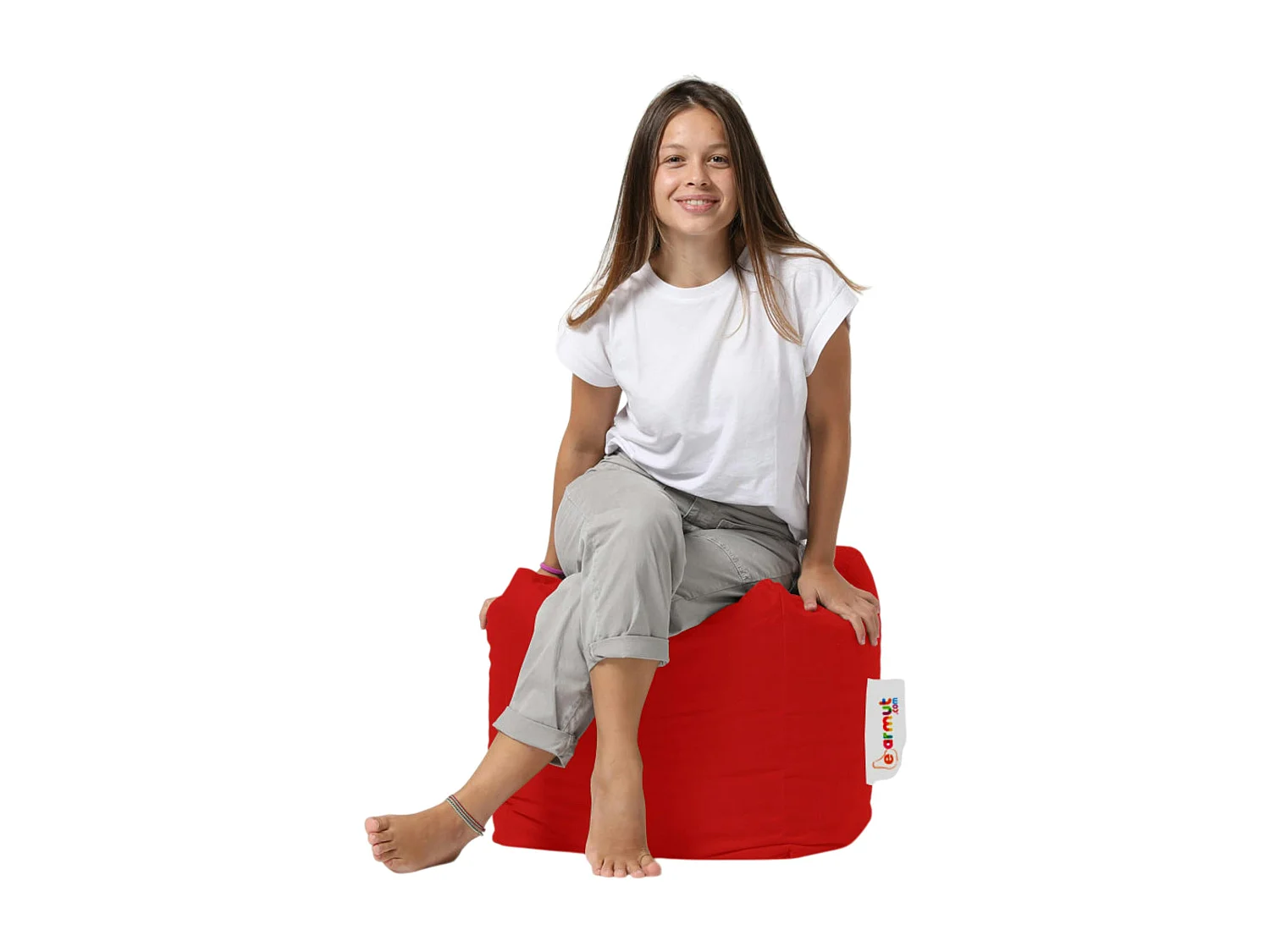 Pouf cube d'extérieur rouge ARTA