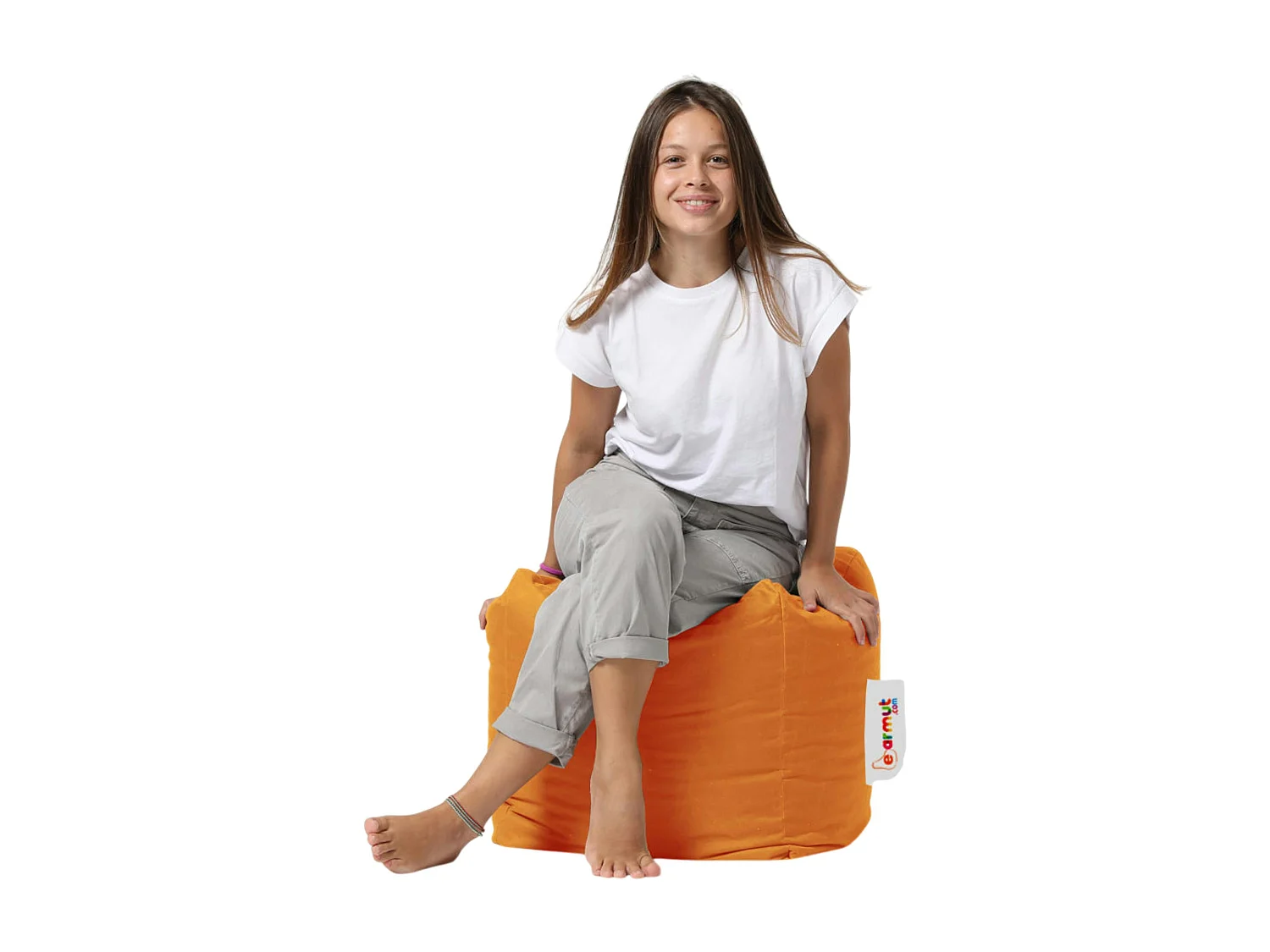 Pouf cube d'extérieur orange ARTA