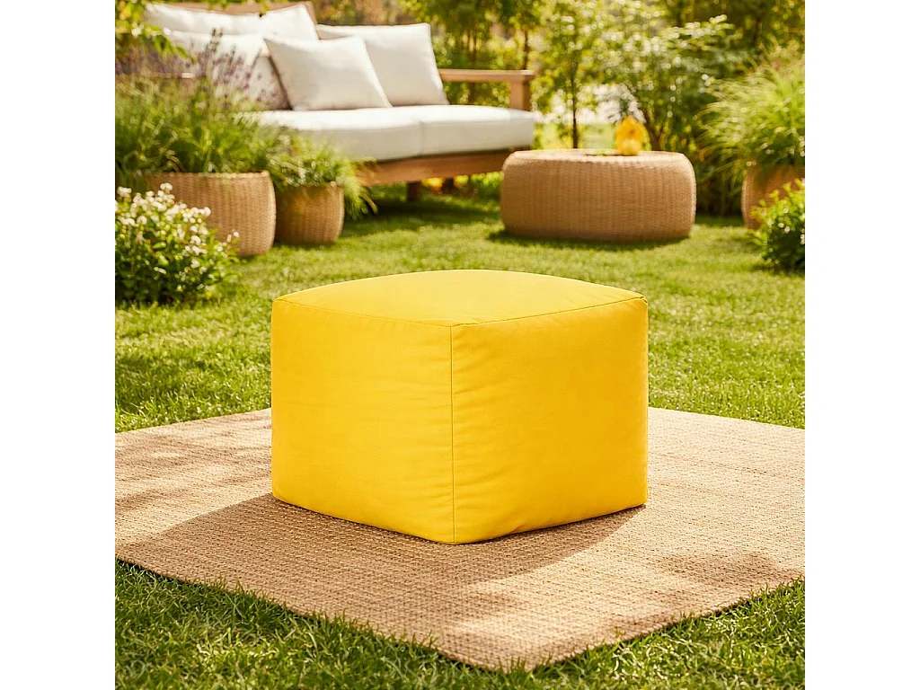 Pouf cube d'extérieur jaune ARTA