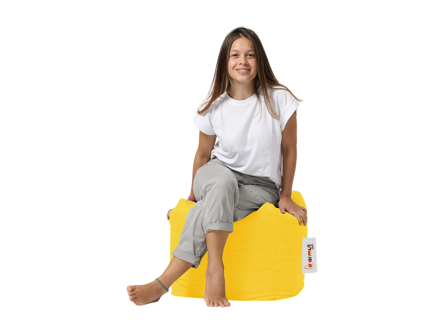 Pouf cube d'extérieur jaune ARTA
