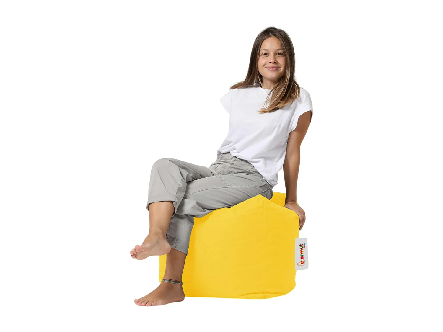 Pouf cube d'extérieur jaune ARTA