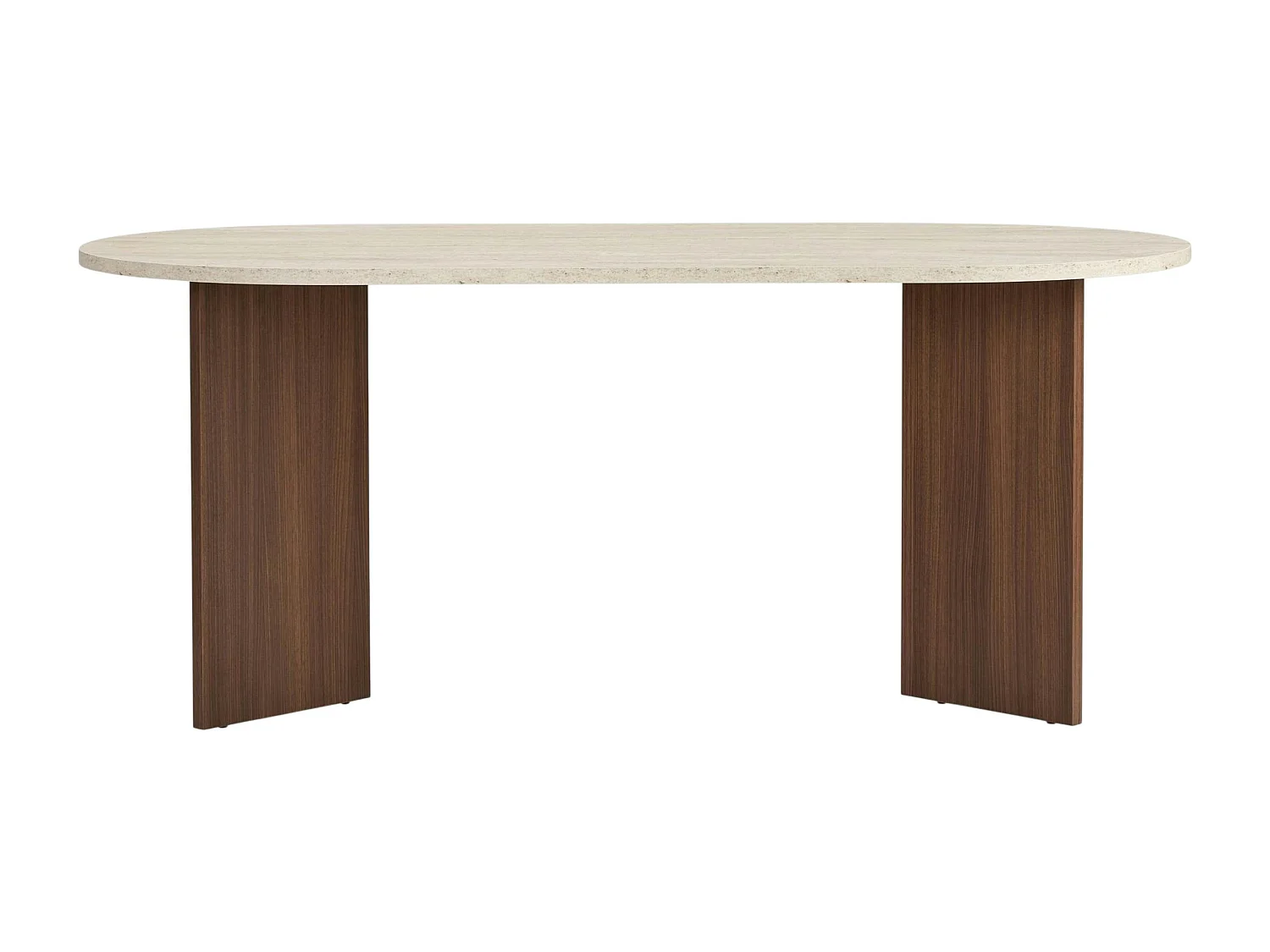 Table ovale effet travertin et bois foncé 180 cm MARFA