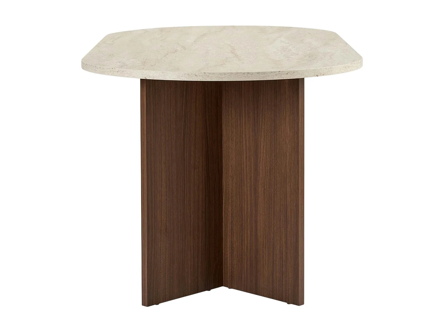 Table ovale effet travertin et bois foncé 180 cm MARFA