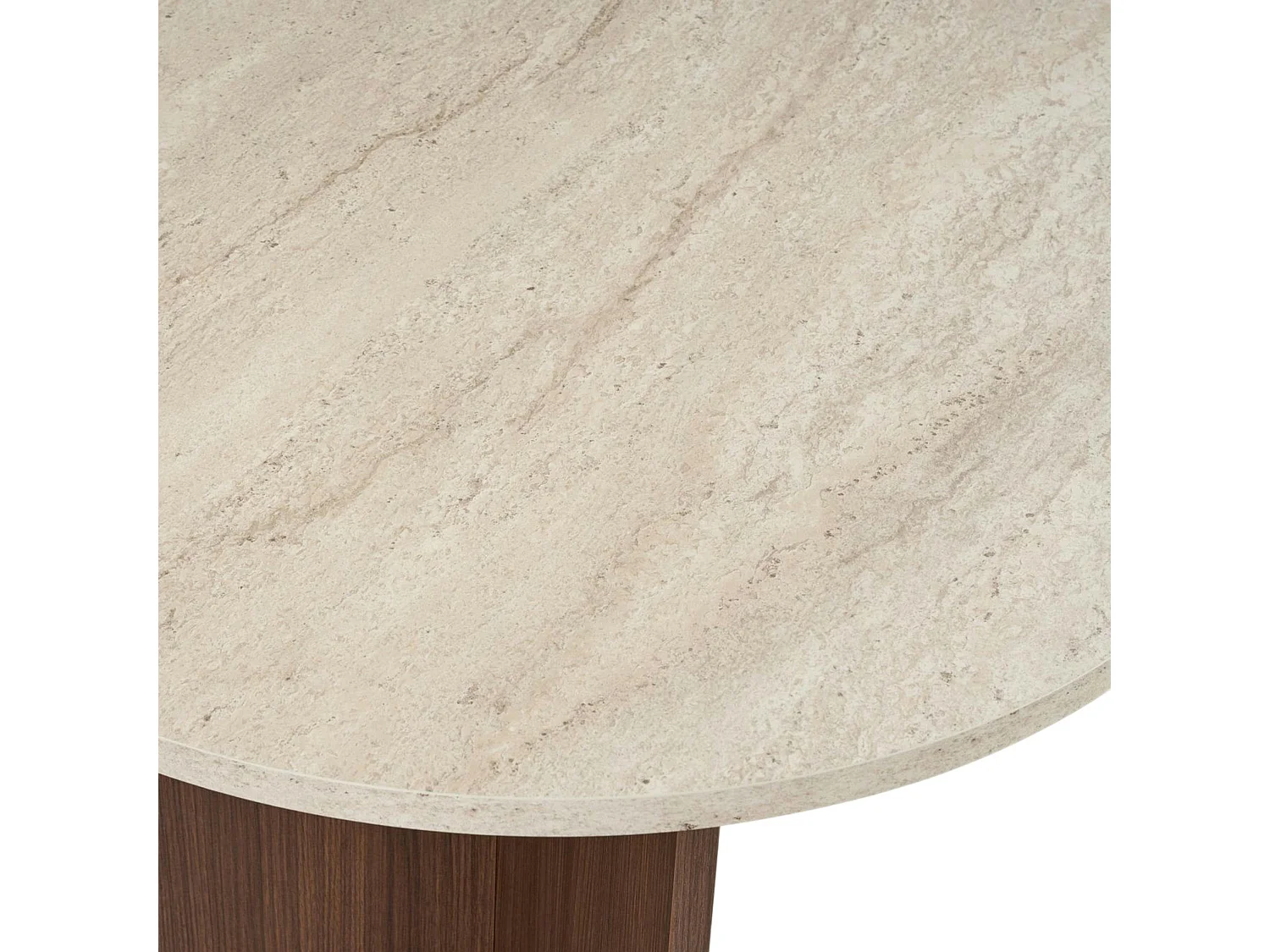 Table ovale effet travertin et bois foncé 180 cm MARFA