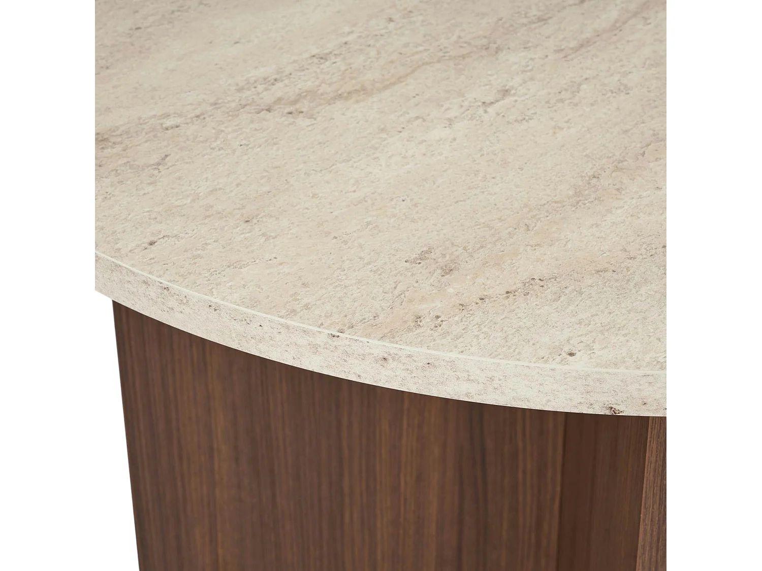 Table ovale effet travertin et bois foncé 180 cm MARFA