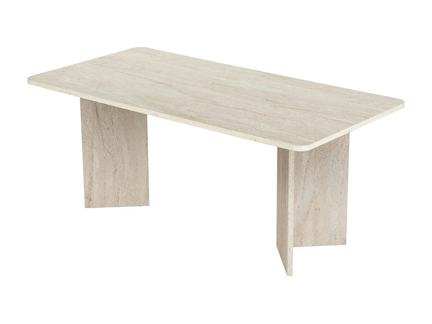 Table rectangulaire bords ronds effet travertin 180 cm MARFA