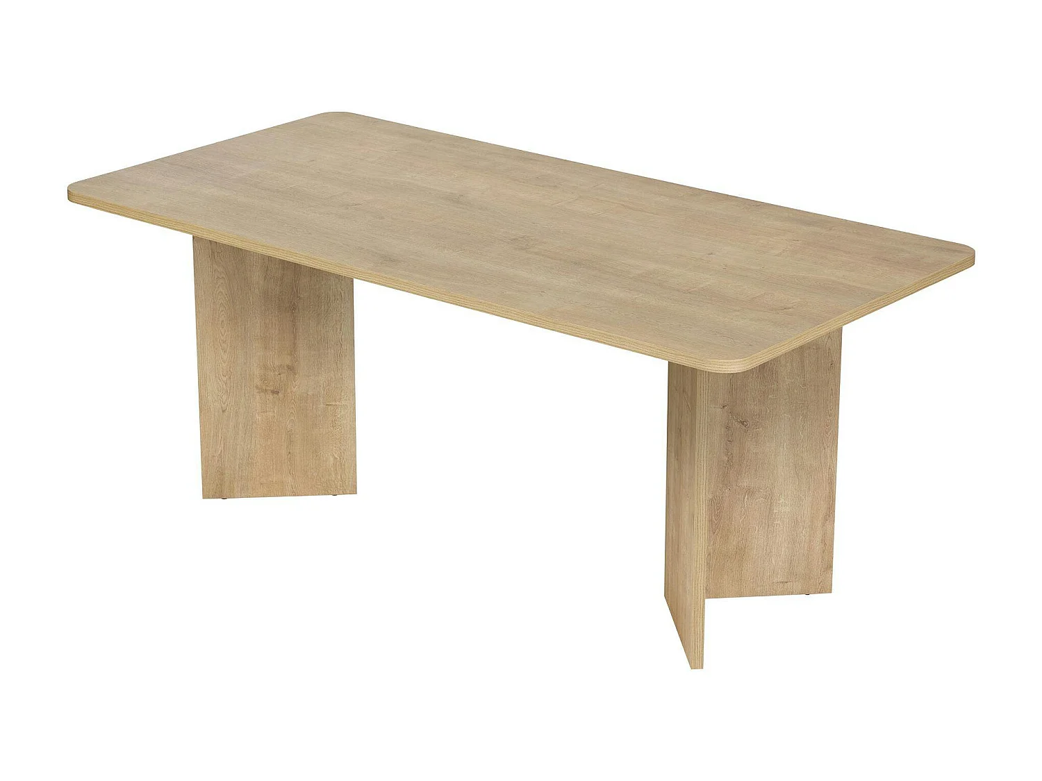 Table rectangulaire bords ronds effet chêne clair 180 cm MARFA
