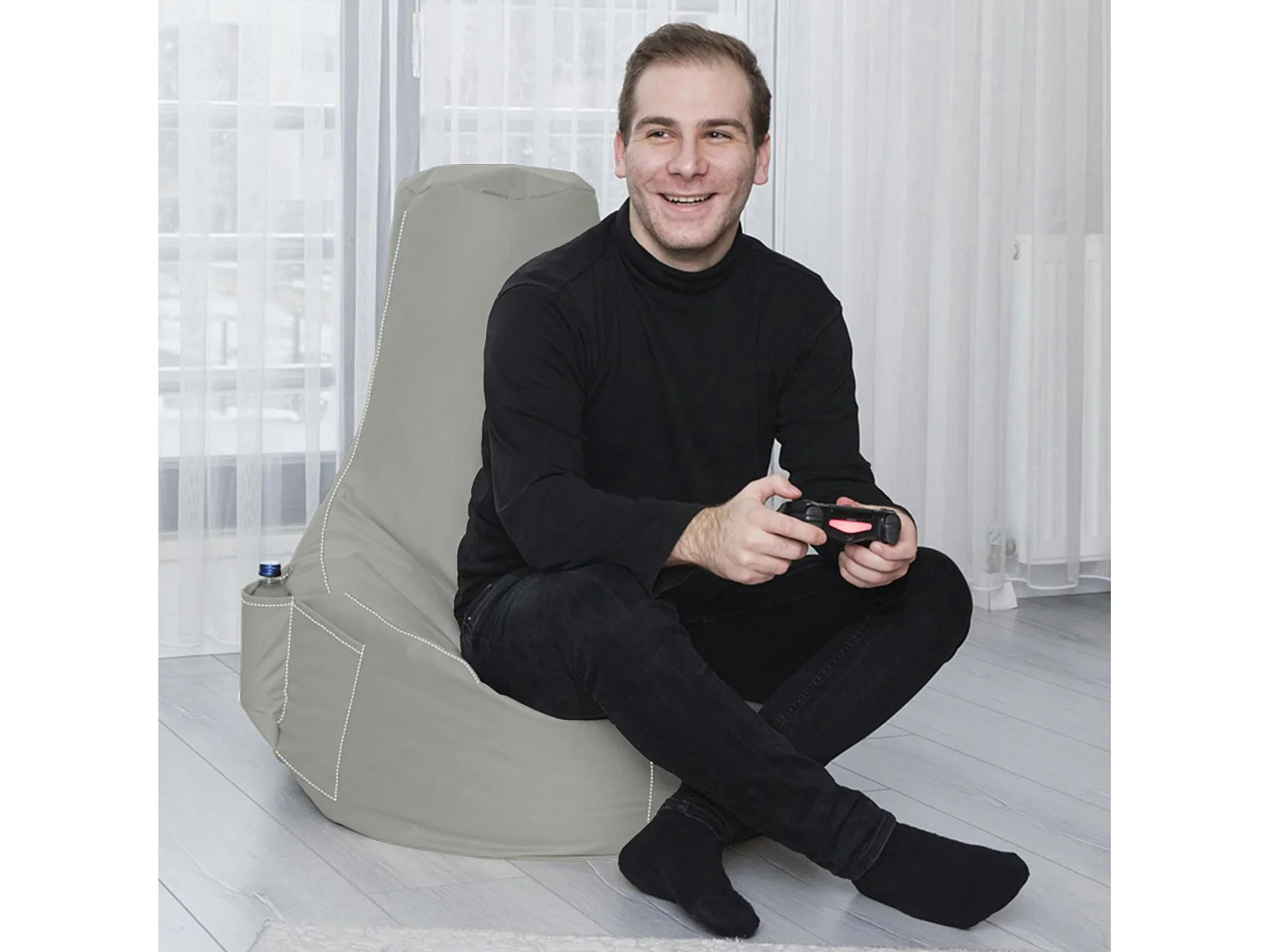 Pouf extérieur gris avec poches ARTA