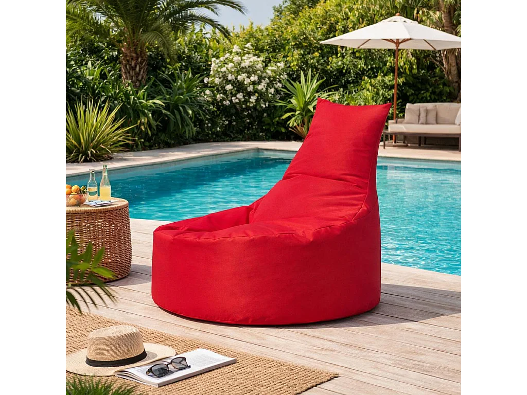 Pouf extérieur rouge avec dossier ARTA