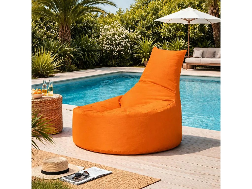Pouf extérieur orange avec dossier ARTA