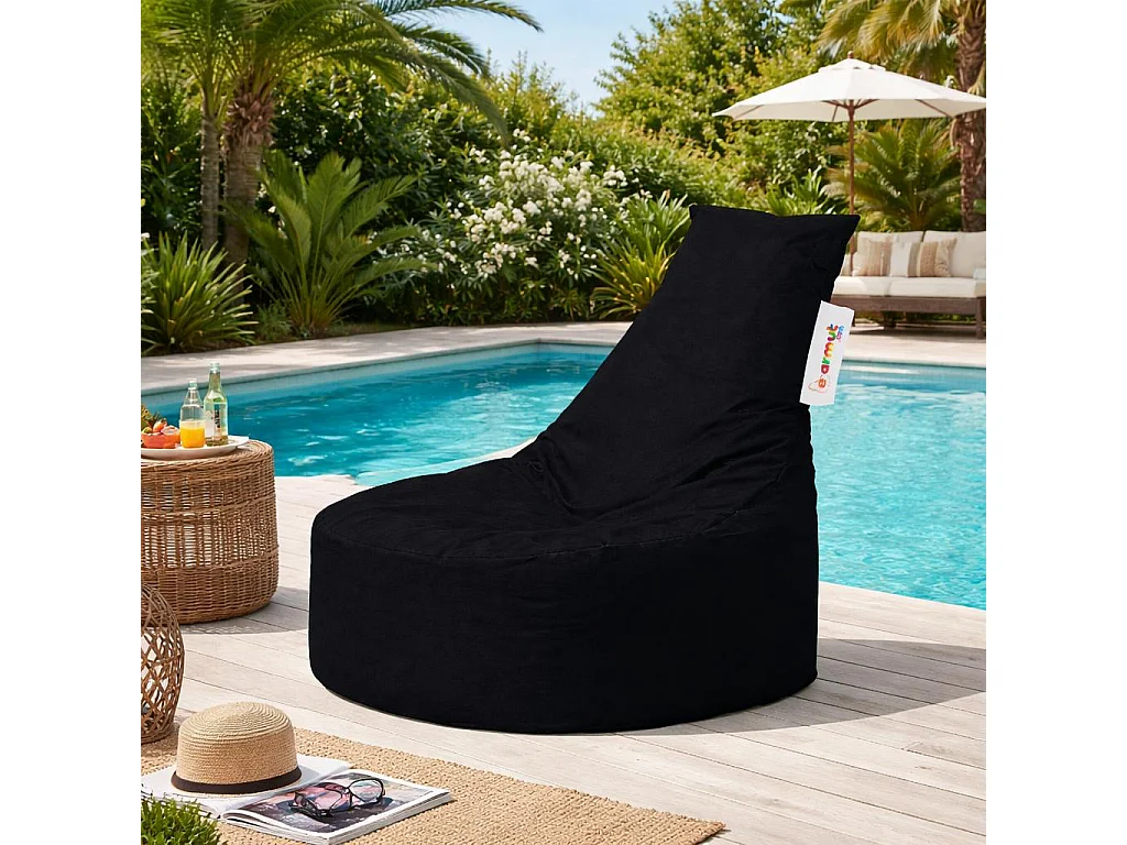 Pouf extérieur noir avec dossier ARTA