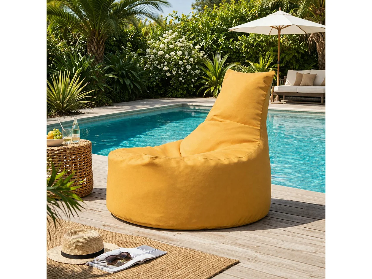 Pouf extérieur jaune avec dossier ARTA