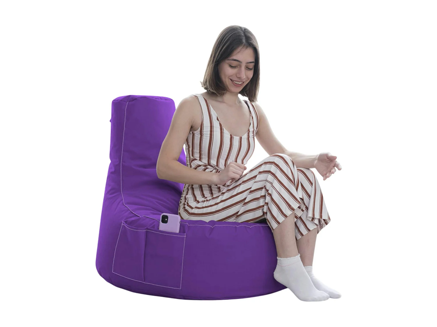 Pouf extérieur violet avec poches ARTA