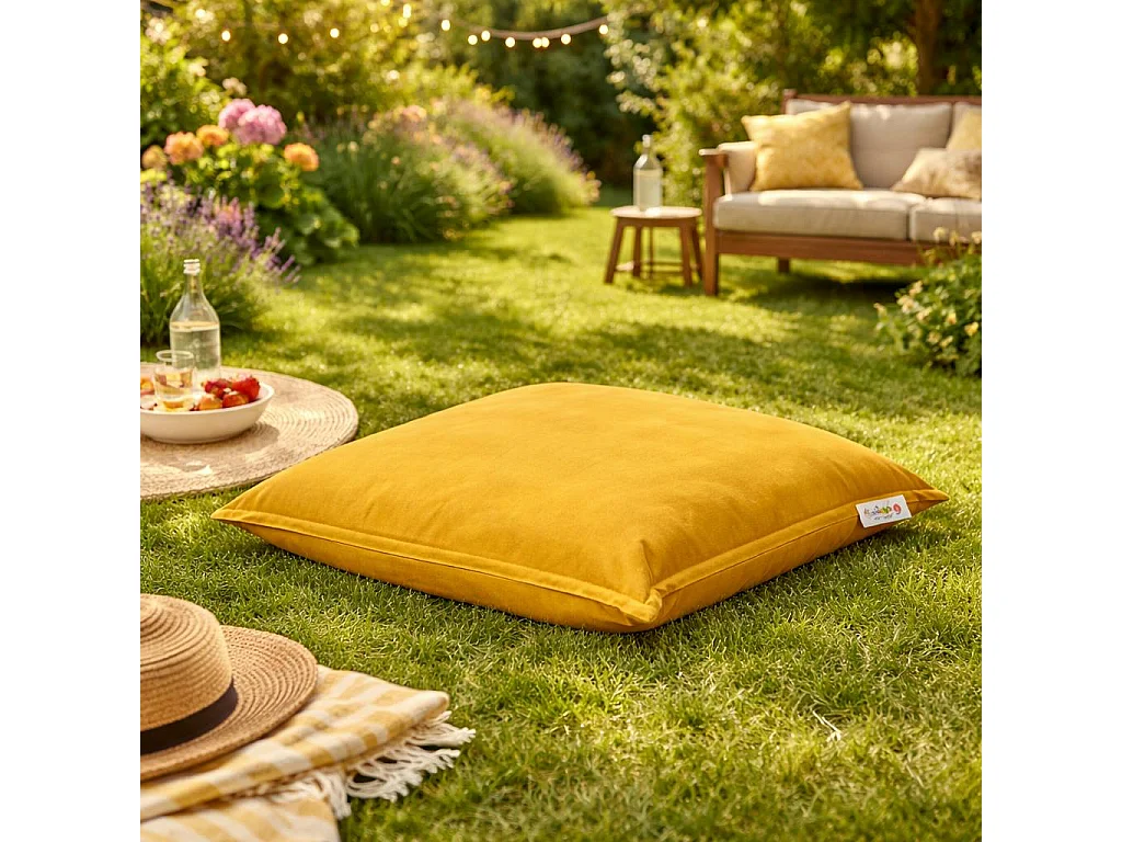 Coussin pouf extérieur orange ARTA