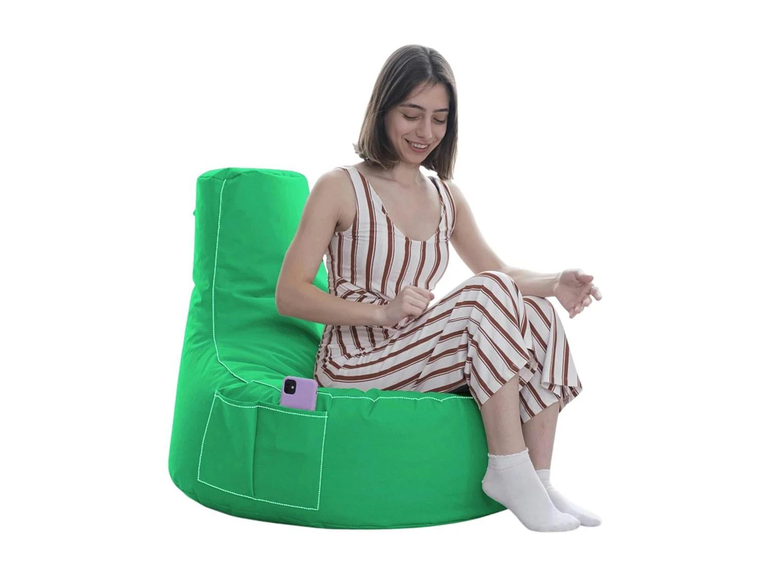 Pouf extérieur vert avec poches ARTA