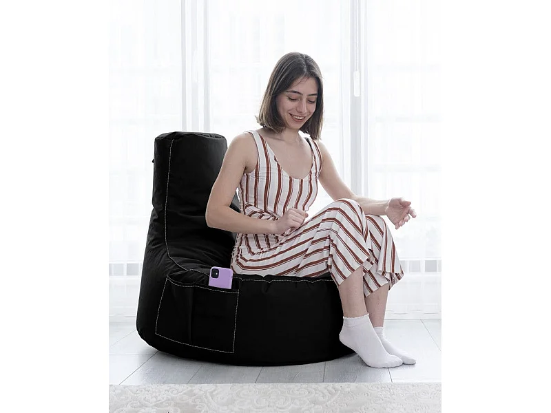 Pouf extérieur noir avec poches ARTA