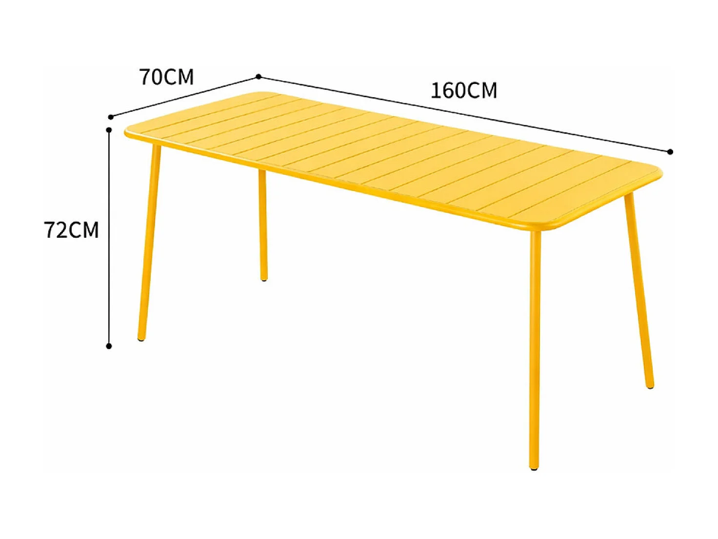 Ensemble table de jardin 160 cm et 6 chaises jaune BERGAME