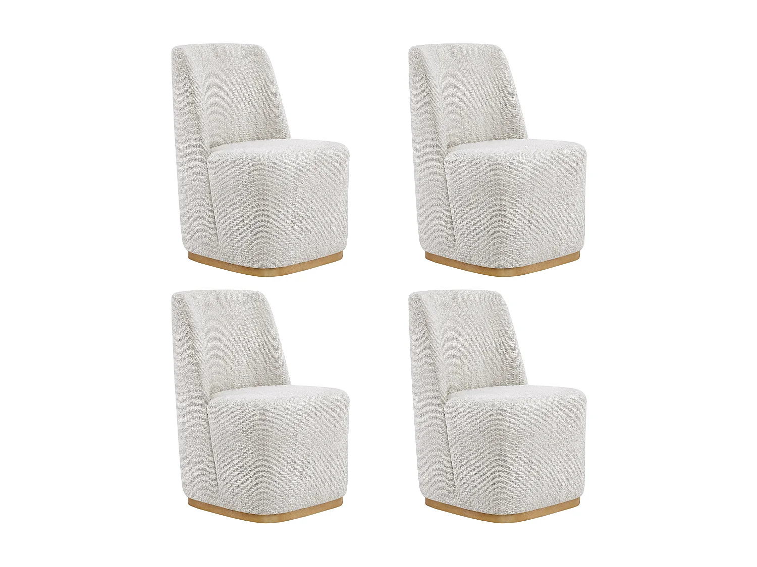Lot De 4 Chaises De Salle À Manger Rembourrées À Roulettes, En Tissu Certifié FSC, Fausse Angora Pour Salle De Lecture, Salle D'Attente, Cuisine-Blanc