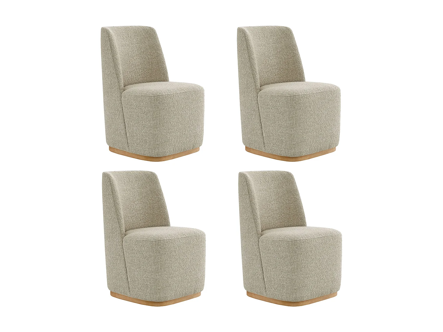 Lot De 4 Chaises De Salle À Manger Rembourrées À Roulettes, En Tissu Certifié FSC, Fausse Angora Pour Salle De Lecture, Salle D'Attente, Cuisine-Beige