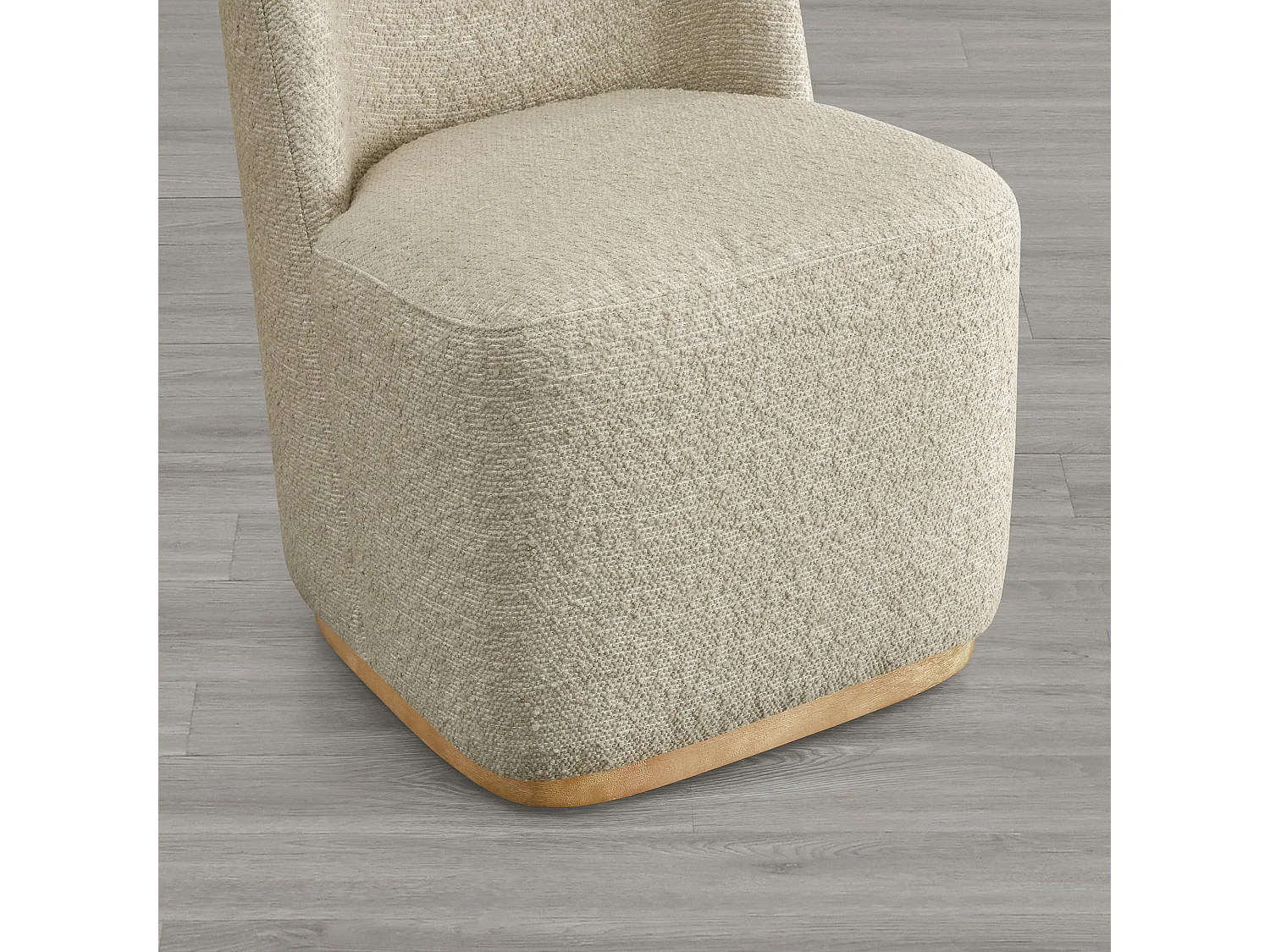 Lot De 4 Chaises De Salle À Manger Rembourrées À Roulettes, En Tissu Certifié FSC, Fausse Angora Pour Salle De Lecture, Salle D'Attente, Cuisine-Beige