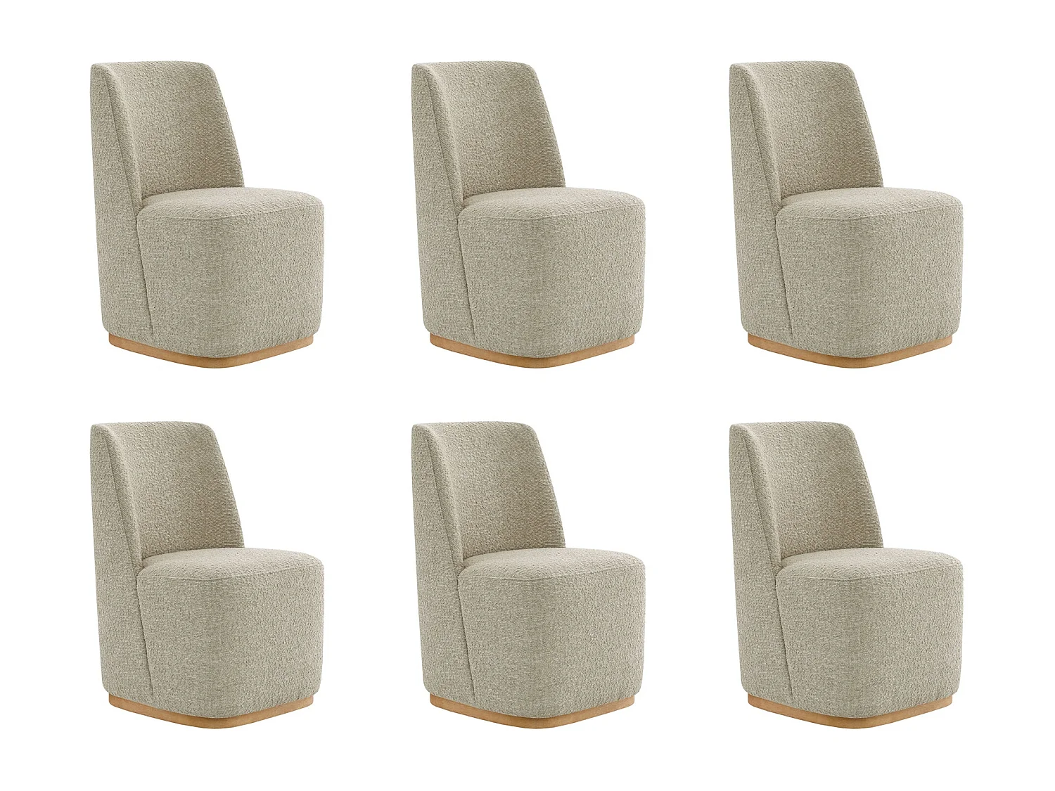 Lot De 6 Chaises De Salle À Manger Rembourrées À Roulettes, En Tissu Certifié FSC, Fausse Angora Pour Salle De Lecture, Salle D'Attente, Cuisine-Beige
