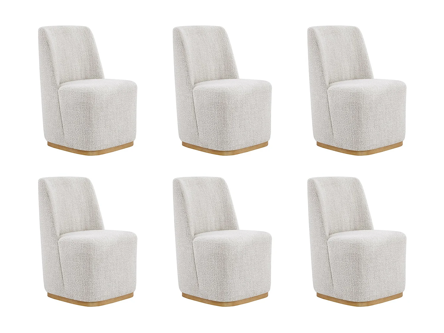 Lot De 6 Chaises De Salle À Manger Rembourrées À Roulettes,En Tissu Certifié FSC, Fausse Angora Pour Salle De Lecture, Salle D'Attente, Cuisine-Blanc