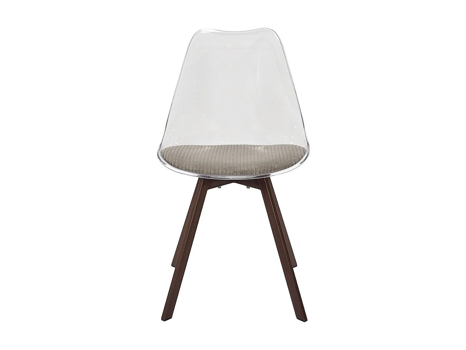 Lot de 2 chaises coque transparente coussin assise en velours côtelé taupe - MOARY