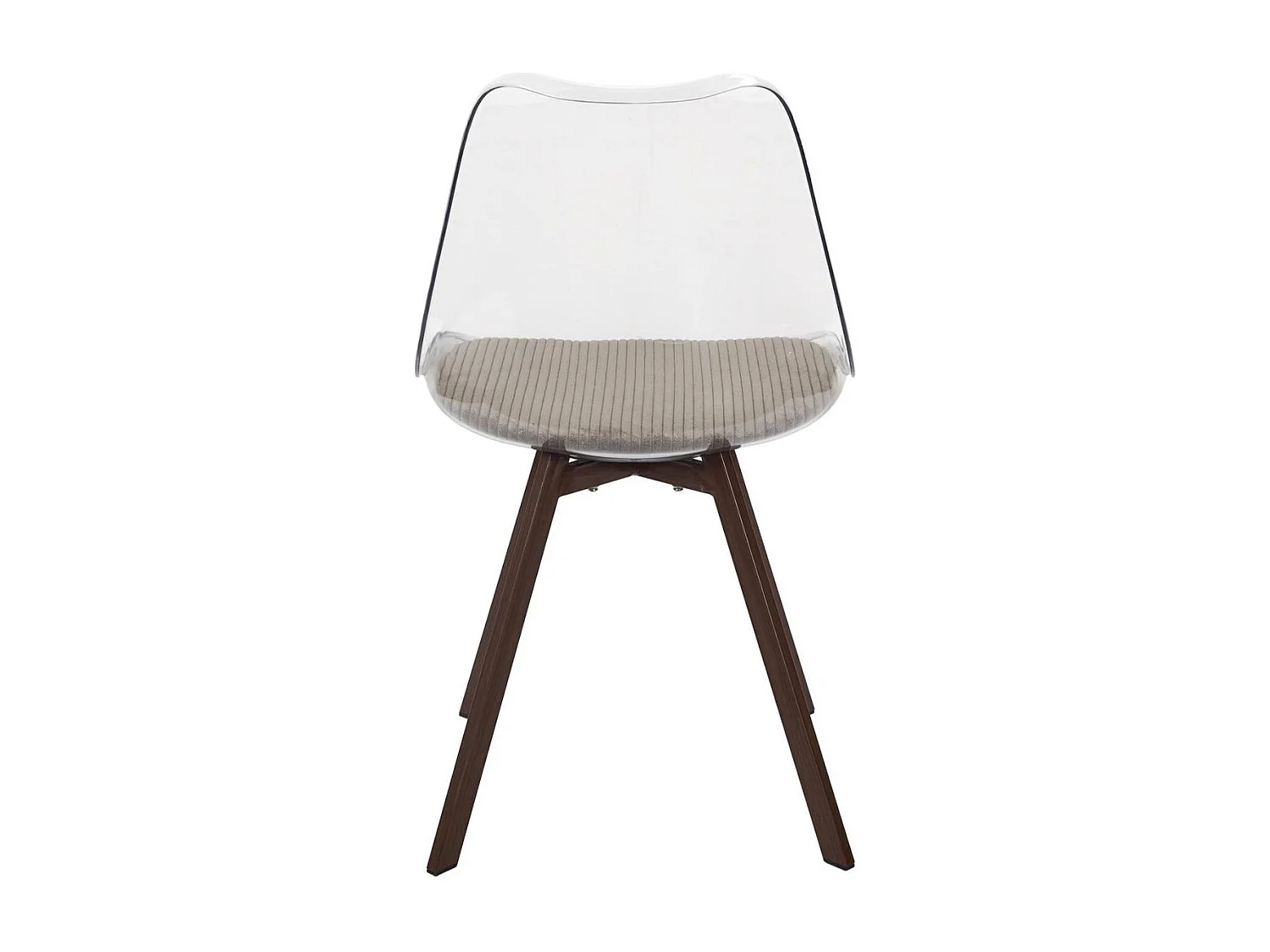 Lot de 2 chaises coque transparente coussin assise en velours côtelé taupe - MOARY