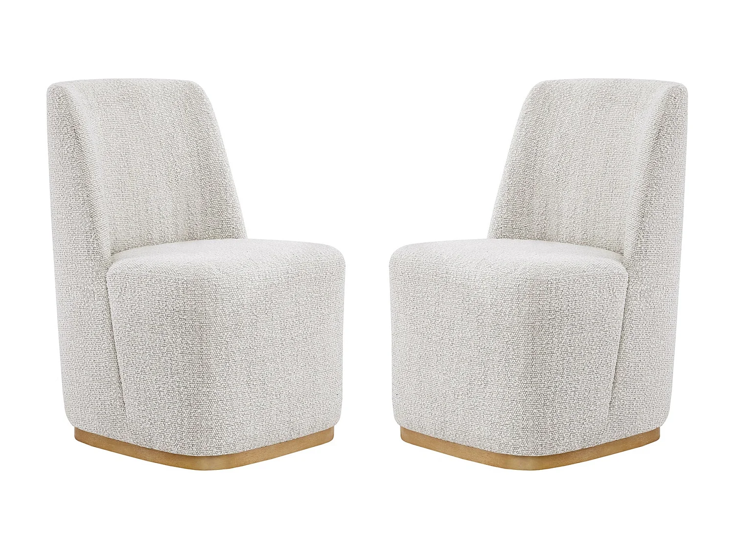 Lot De 2 Chaises De Salle À Manger Rembourrées À Roulettes, En Tissu Certifié FSC, Fausse Angora Pour Salle De Lecture, Salle D'Attente, Cuisine-Blanc