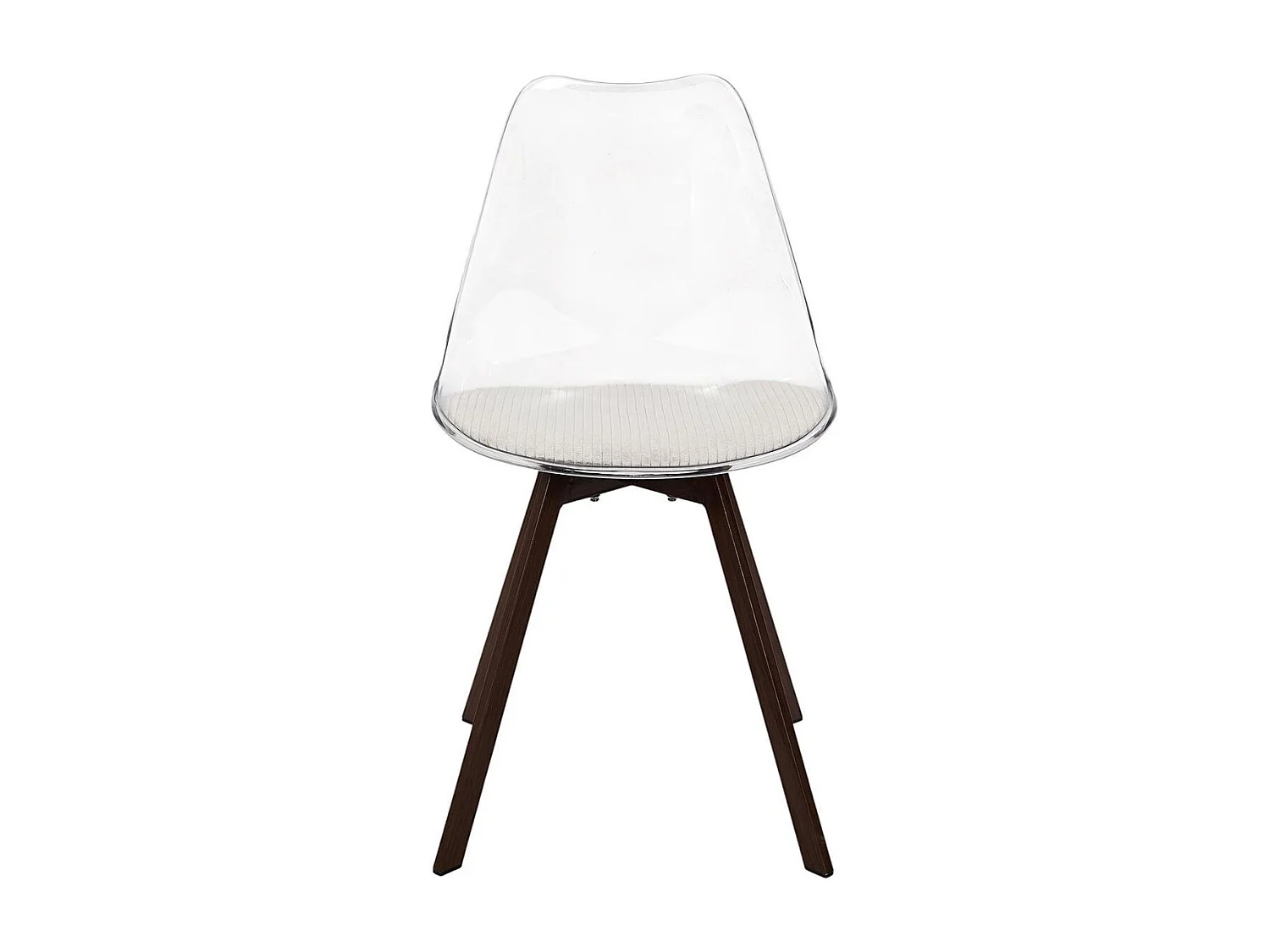 Lot de 2 chaises coque transparente coussin assise en velours côtelé crème - MOARY