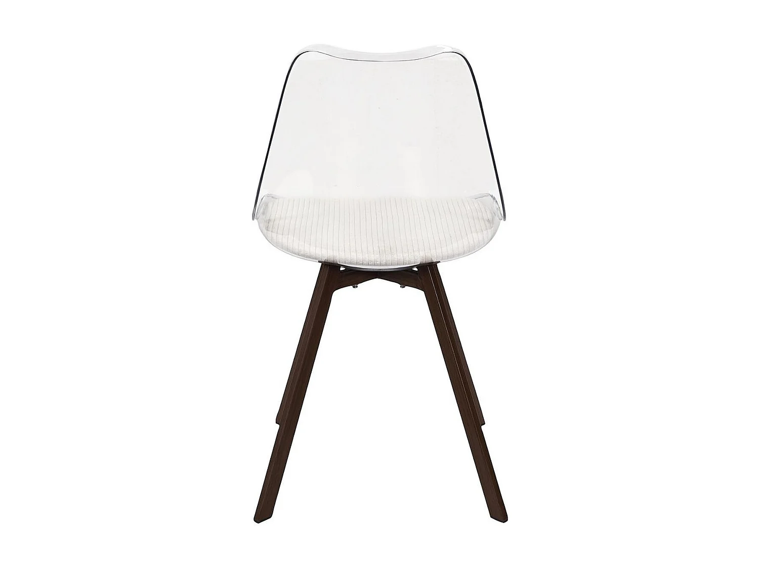 Lot de 2 chaises coque transparente coussin assise en velours côtelé crème - MOARY